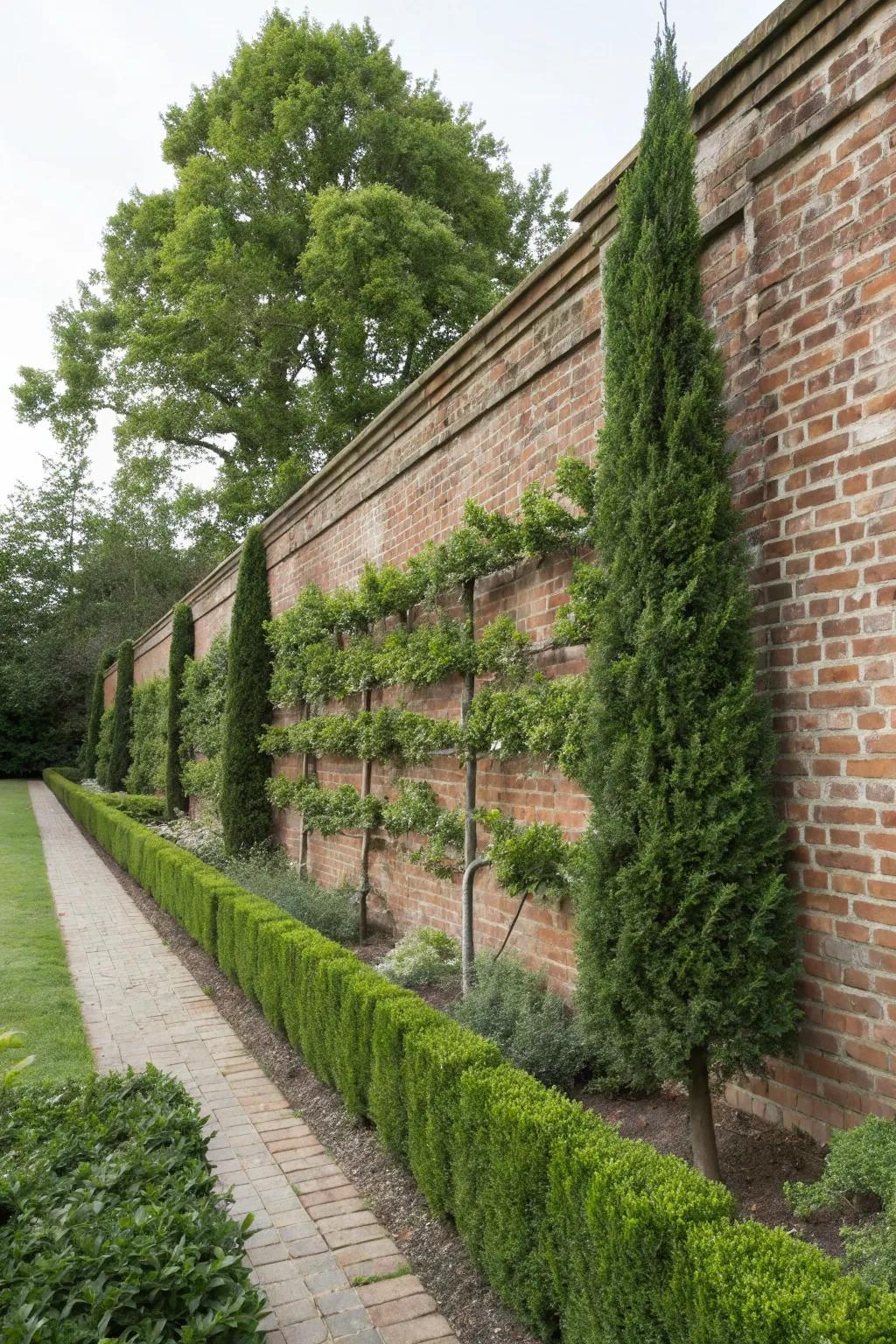 Espalier Emeralds for a distinctive vertical garden attribute.