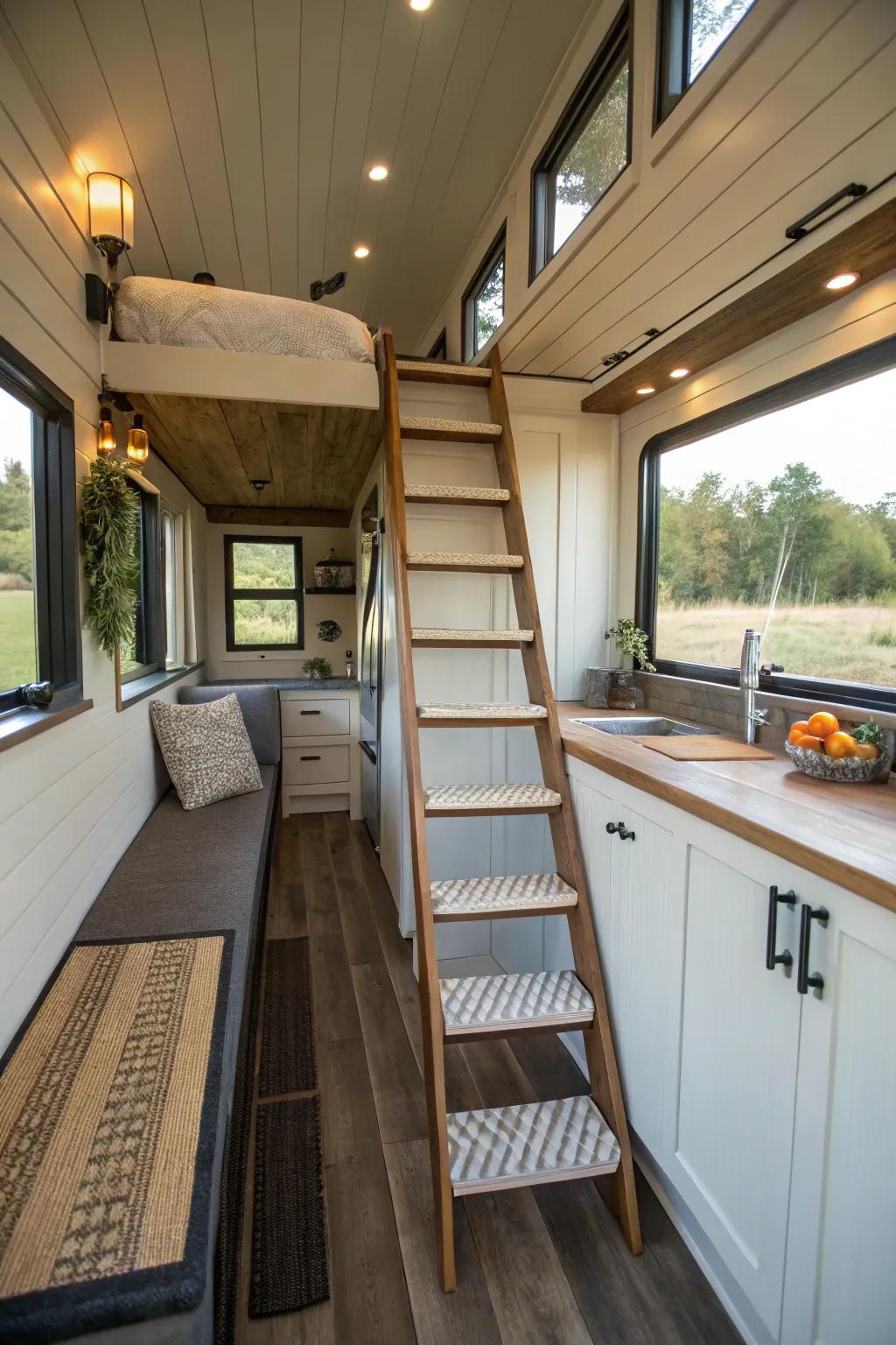 Artistic flair: A chevron access serves as a design piece.