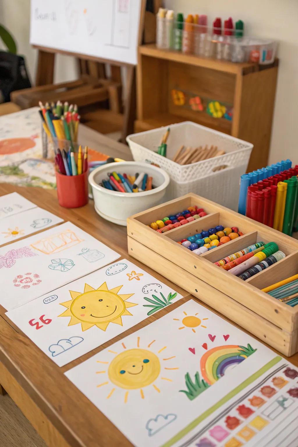 Nurture creativity with a vibrant art corner.