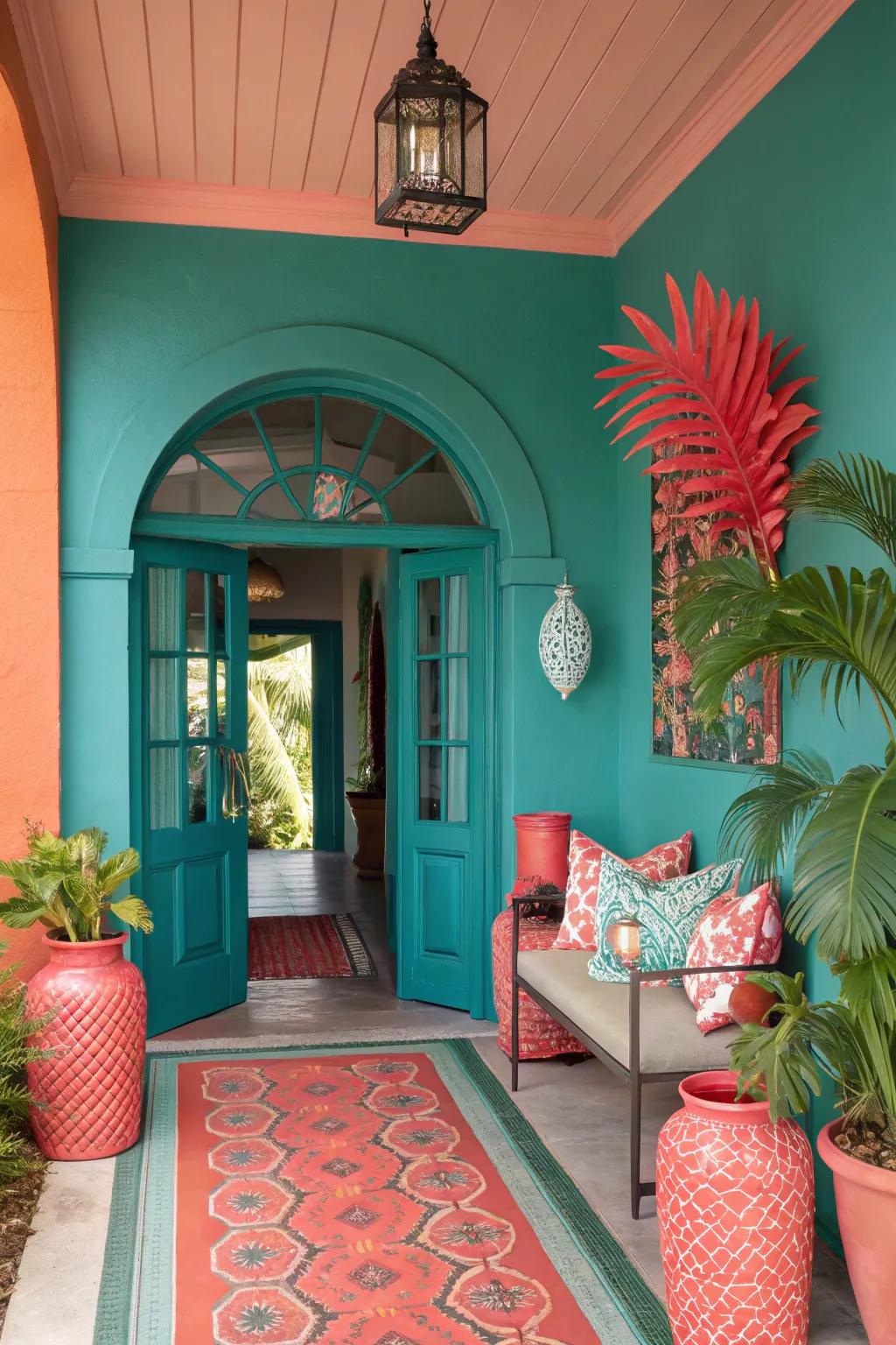 A spirited hue selection infuses energy into your entryway.