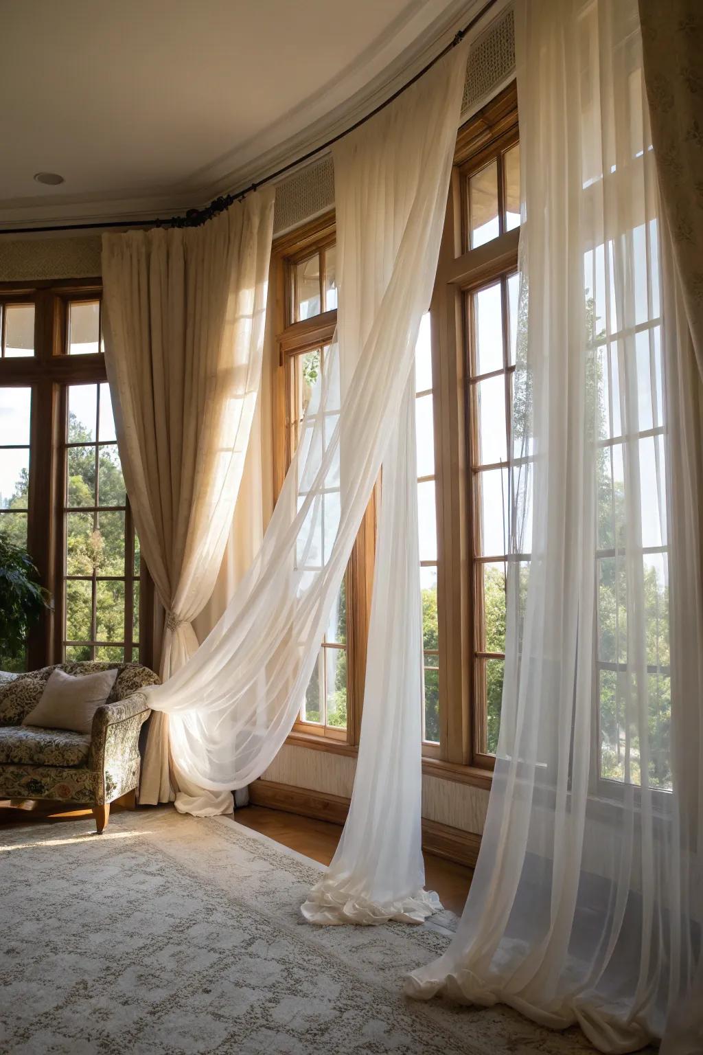 Invite tranquility with ethereal fabric window coverings.