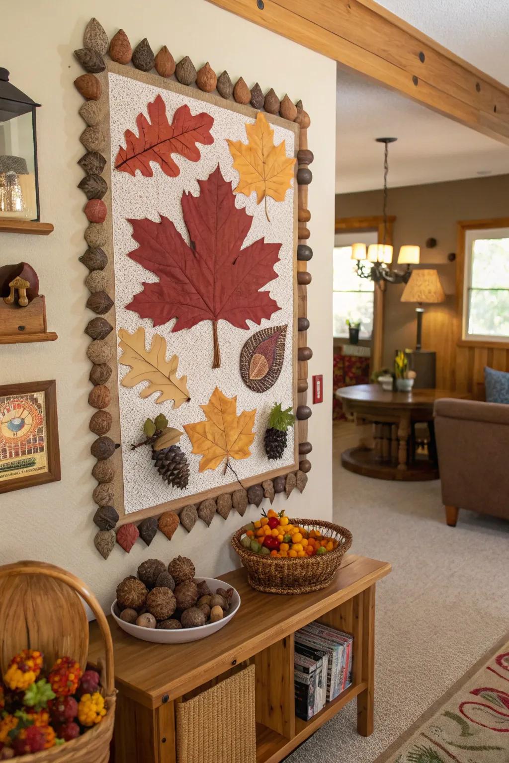 Seasonal leaves add a natural touch to the Thanksgiving board.