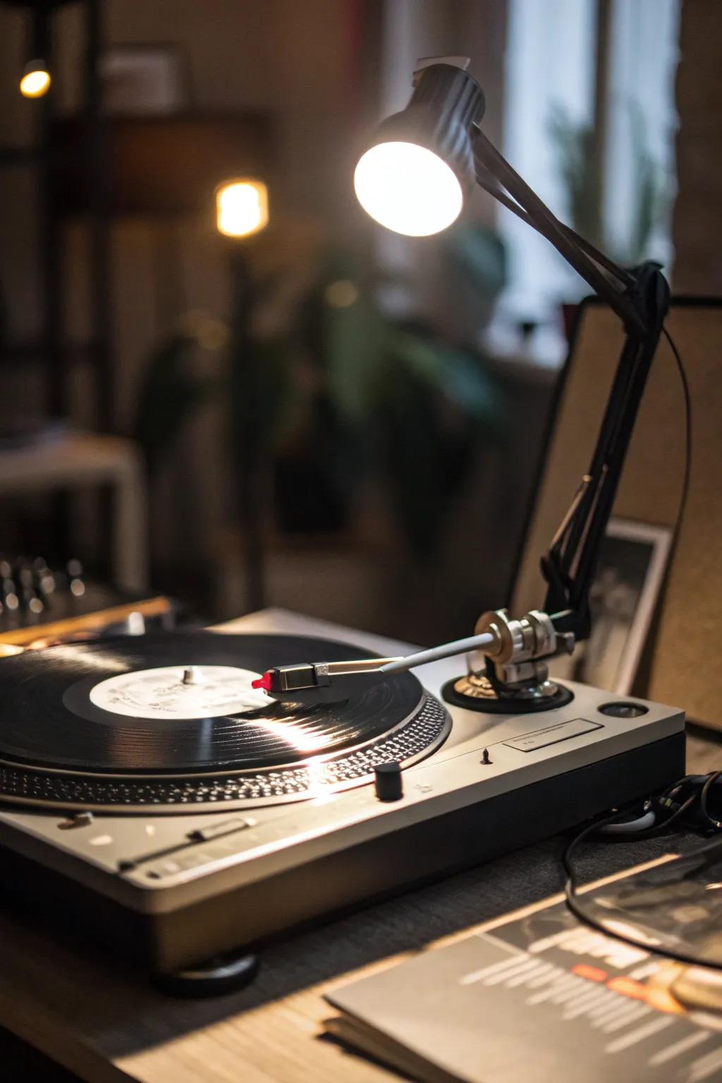 Job lighting delivering practical illumination for record handling.