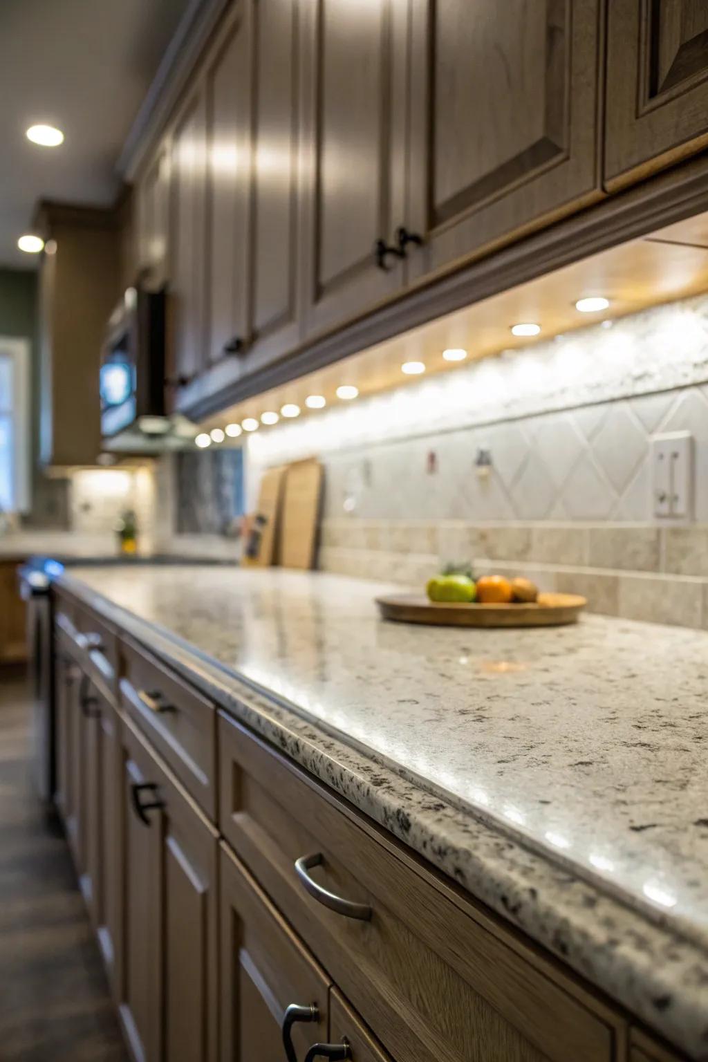Directional lights allow custom focus in specific kitchen areas.
