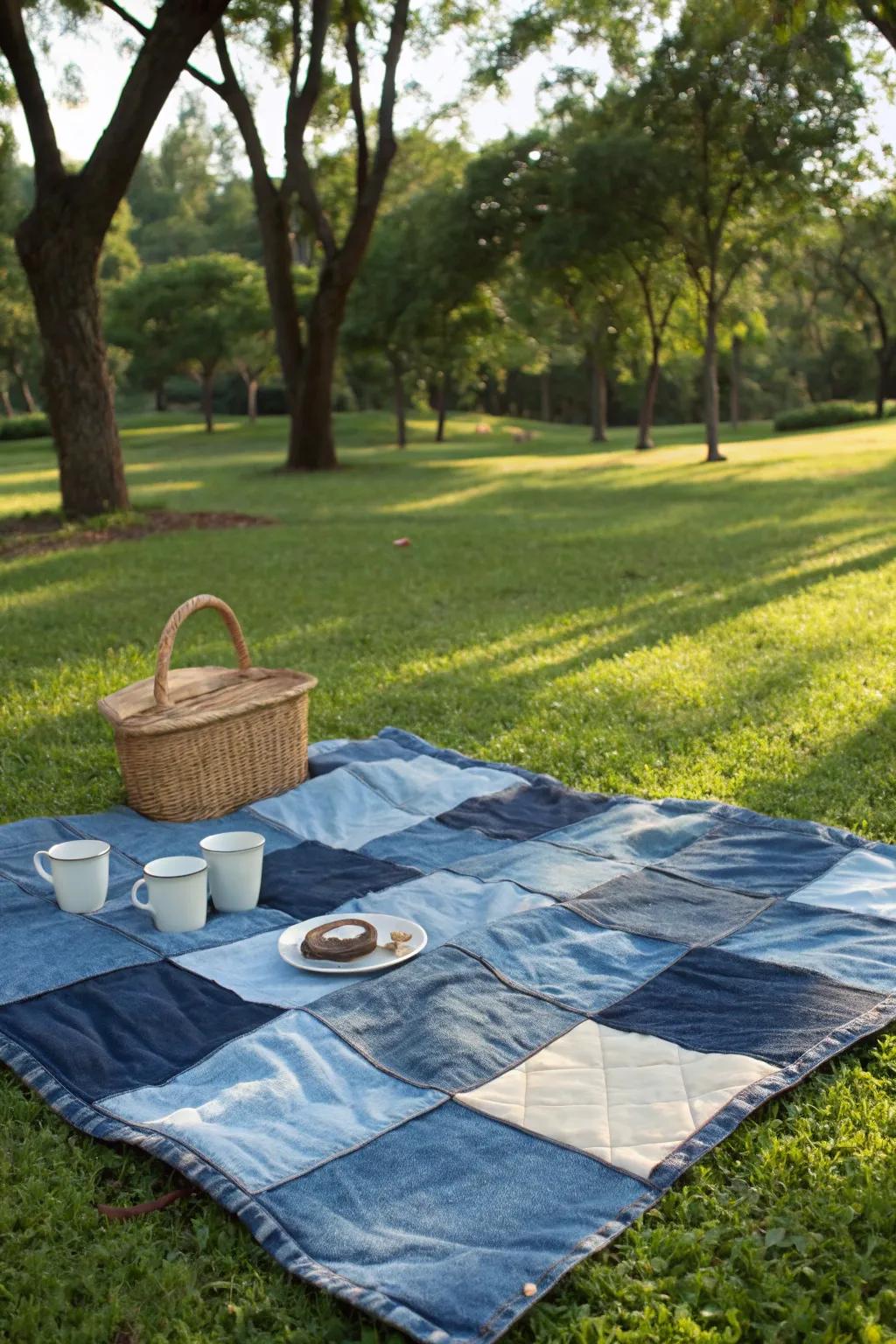 Embrace the artistry of reimagining with a stylish denim outdoor sheet, ideal for your next outdoor adventure!