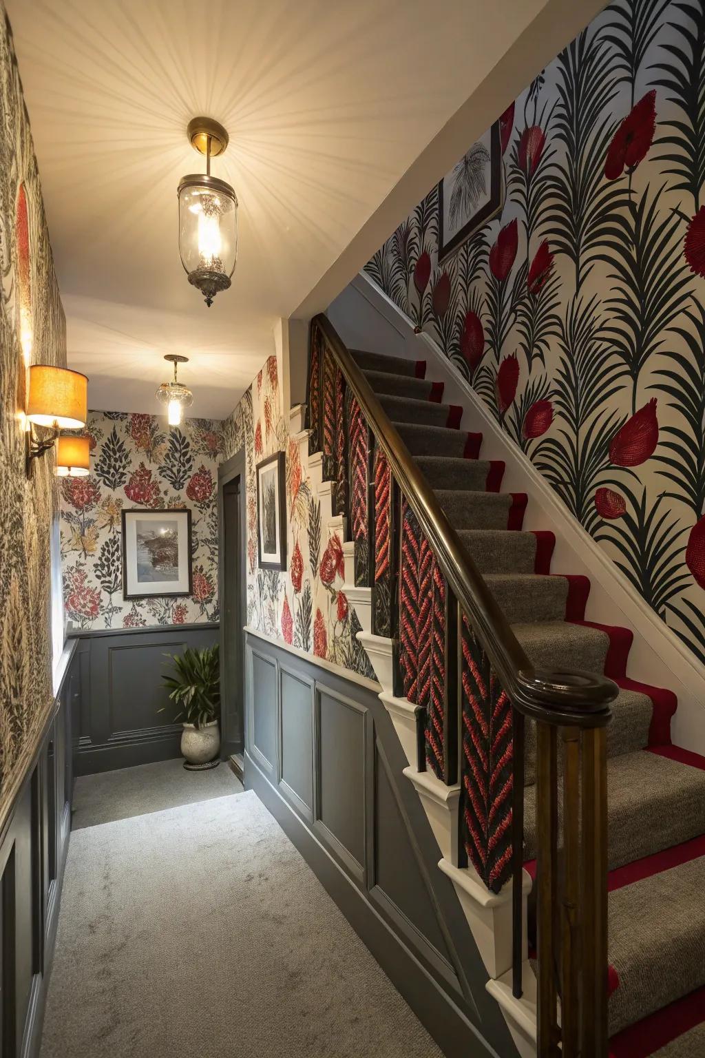 Dramatic wallpapers can give the landing a distinct persona.