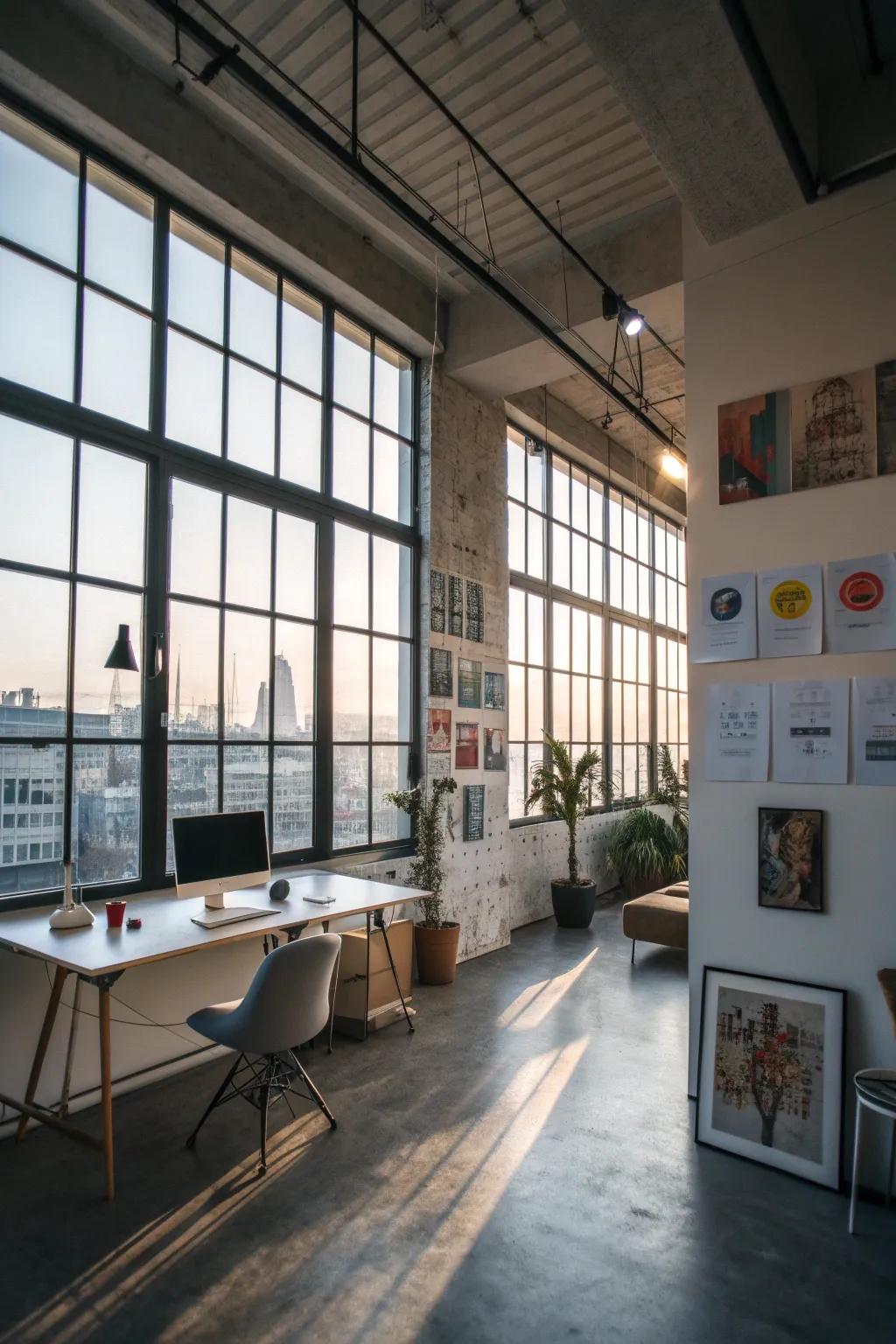 Natural light cultivates a lively and inviting workspace.