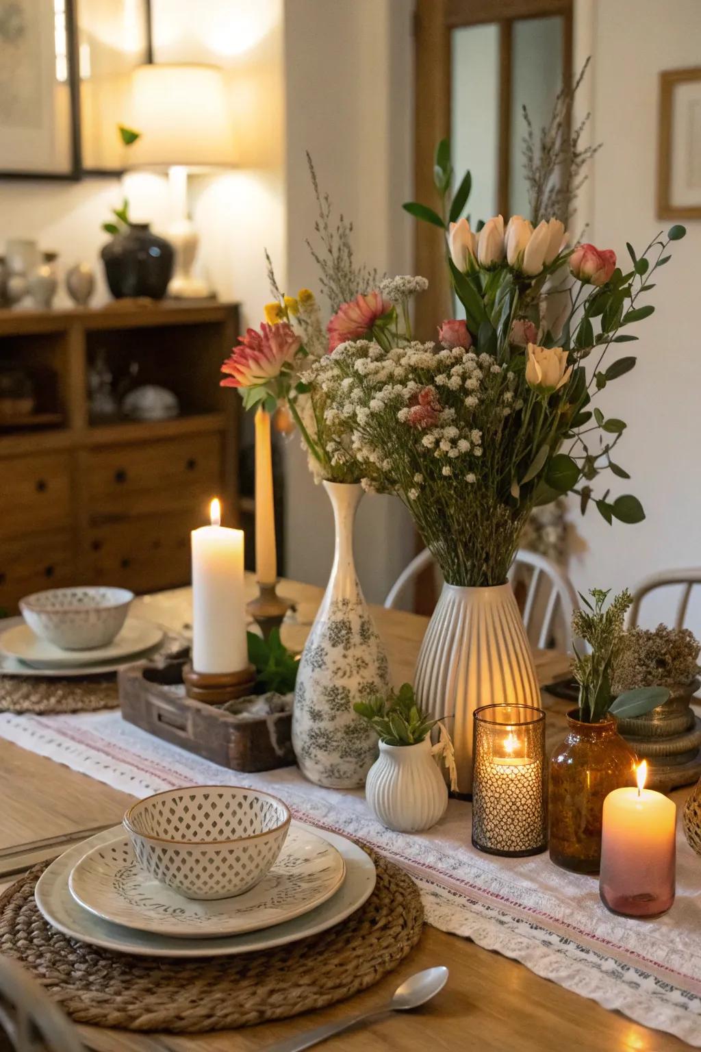 Antique vases assemble a medley of old-world grace.