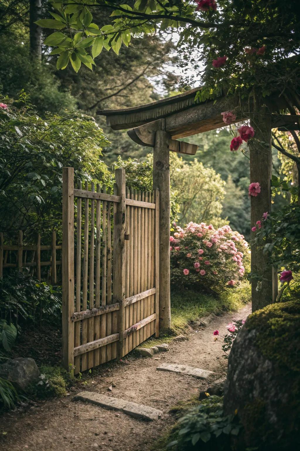 Bamboo accents bestowing an exotic dimension to the gate.