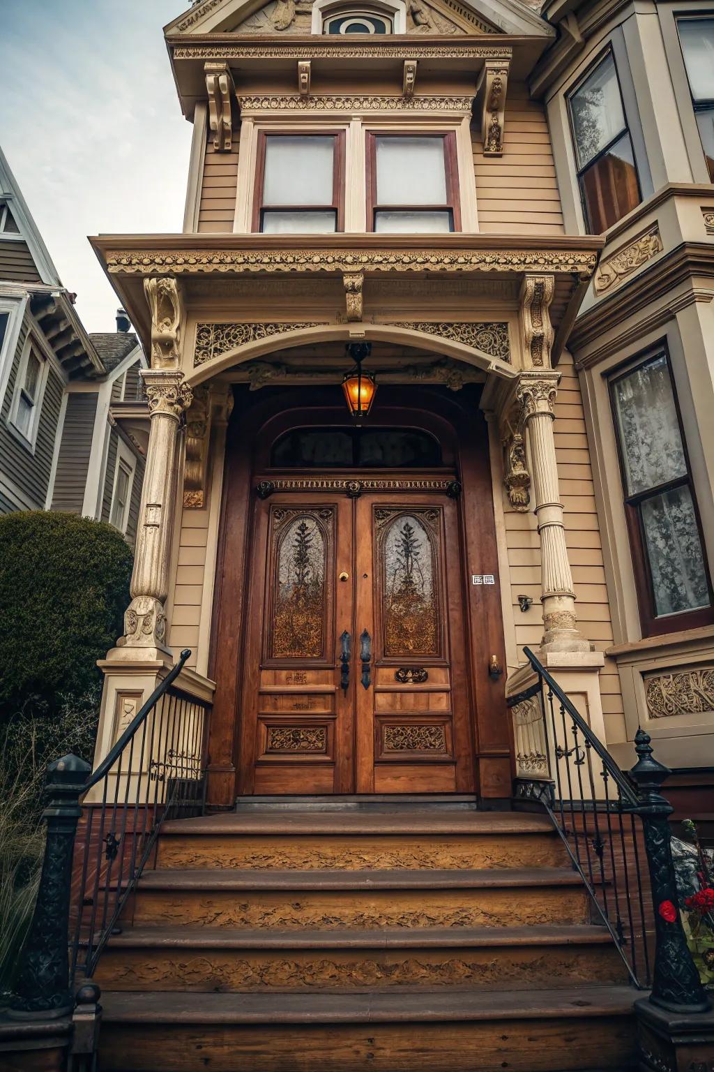 A classic timber door introduces enduring elegance to this Victorian home.