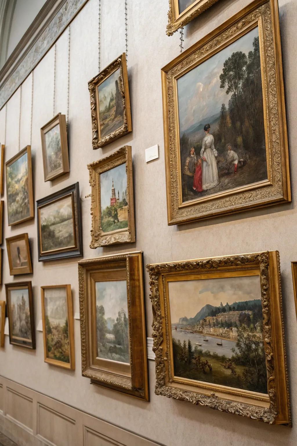 Antiqued bordering elevates the grace of historic artistry.