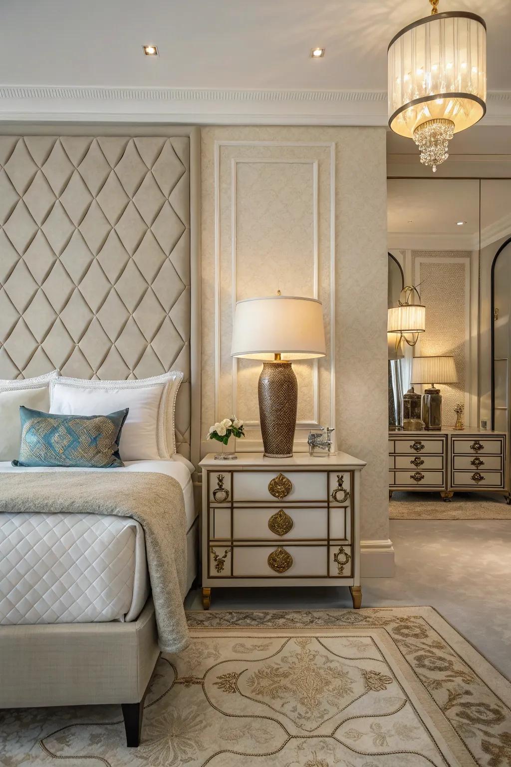 Symmetrical arrangements bring balance to the bedroom.