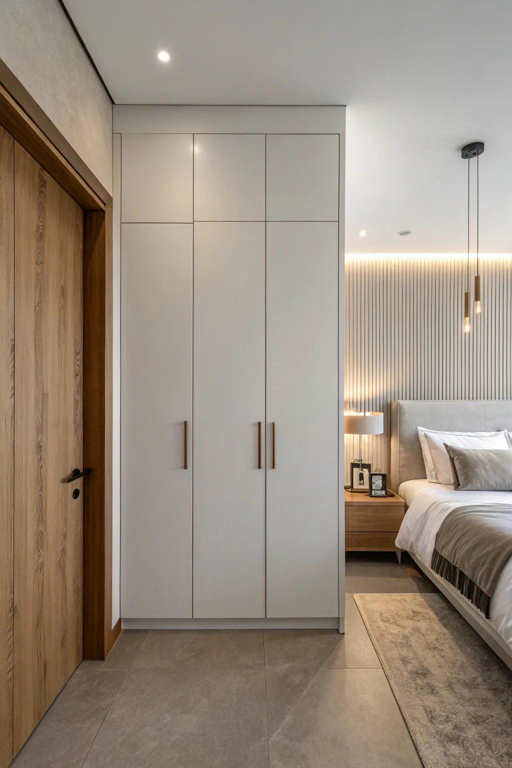 Minimalist wall closet design for a clean and serene space.