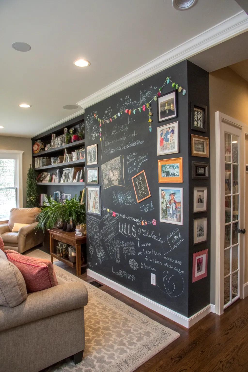 An interactive DIY chalkboard wall of fame.