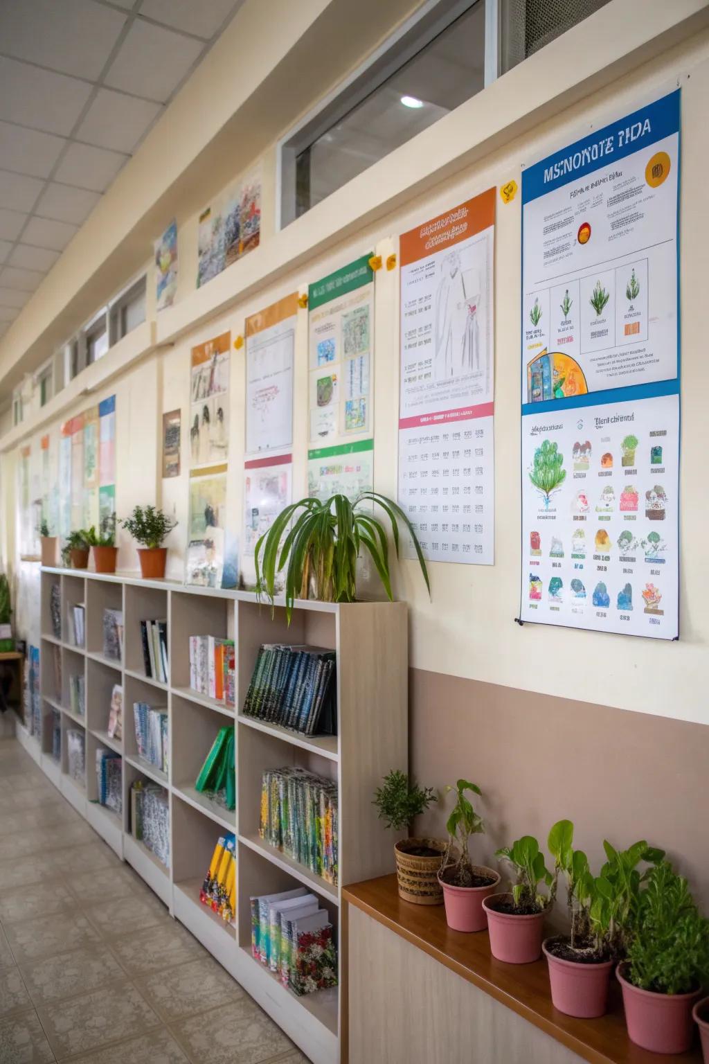 Organizational elements on a school wall