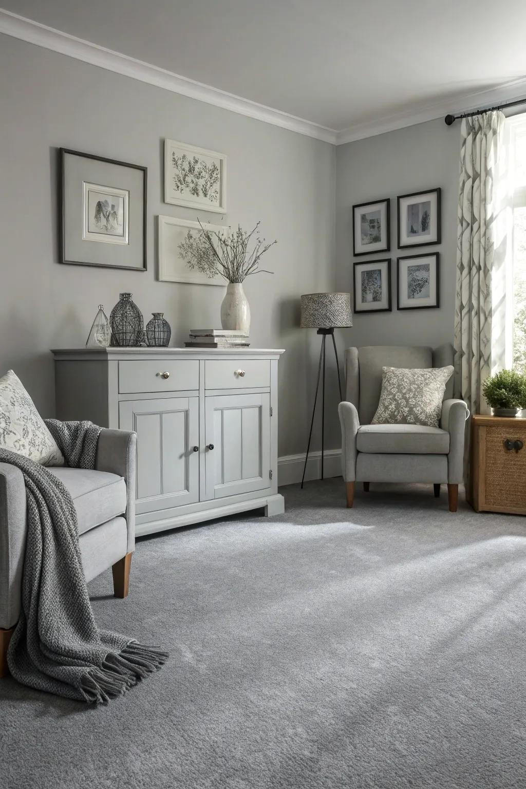 Single-color carpets produce a unified and elegant area.