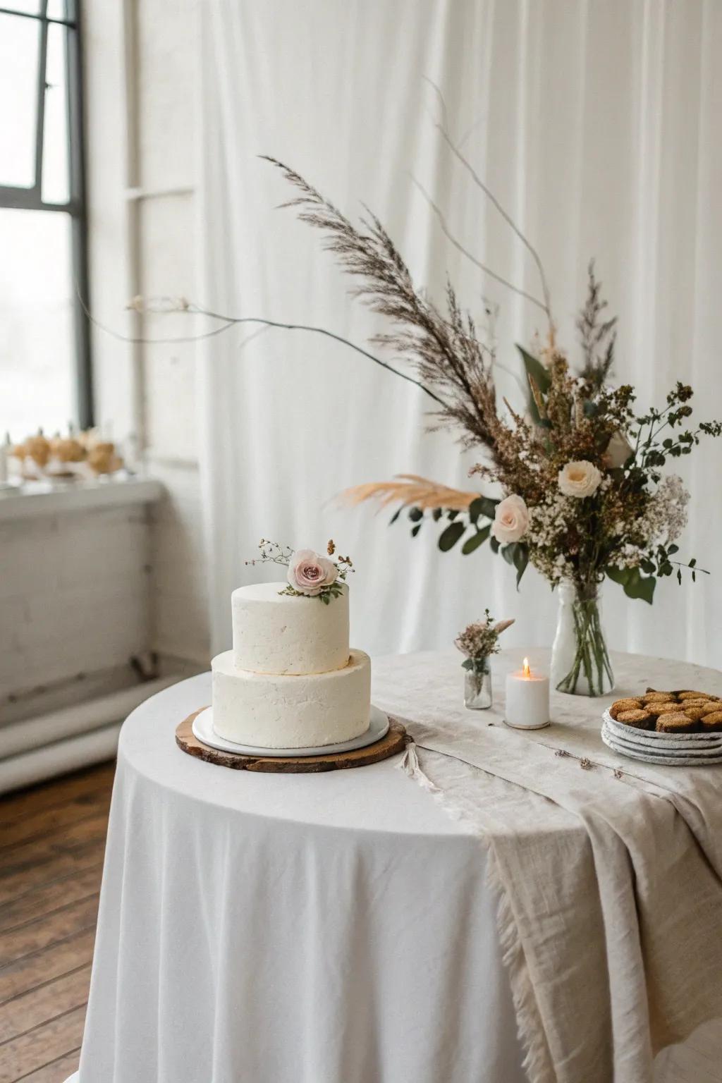 A minimalist approach permits the cake to command attention.