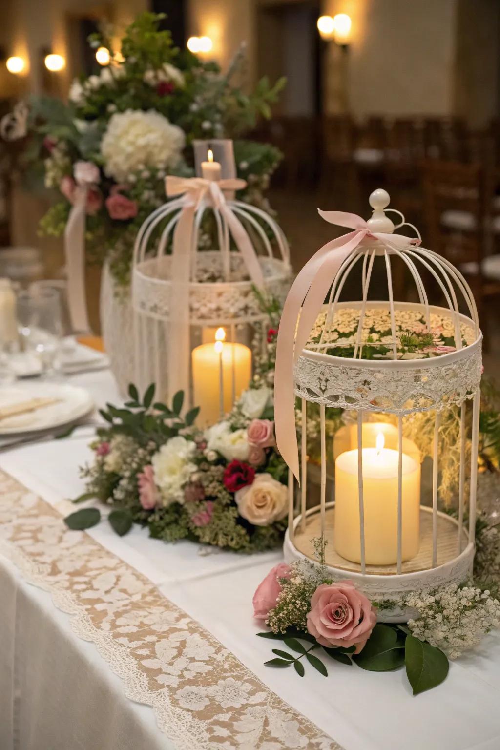 Quirky enclosure light stands conceiving a unique centerpiece.