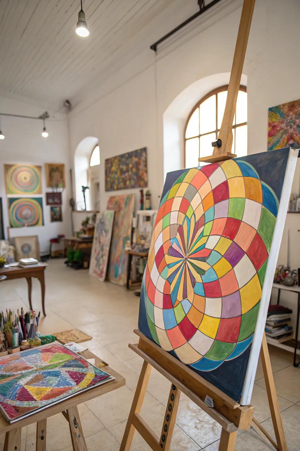 An optical illusion that ignites creativity within an artistic space.