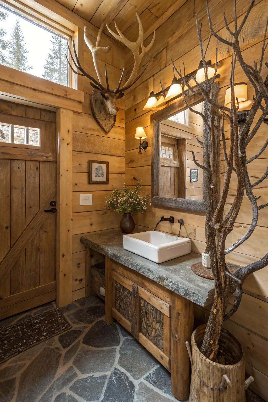 The Western motif is held together by natural décor.