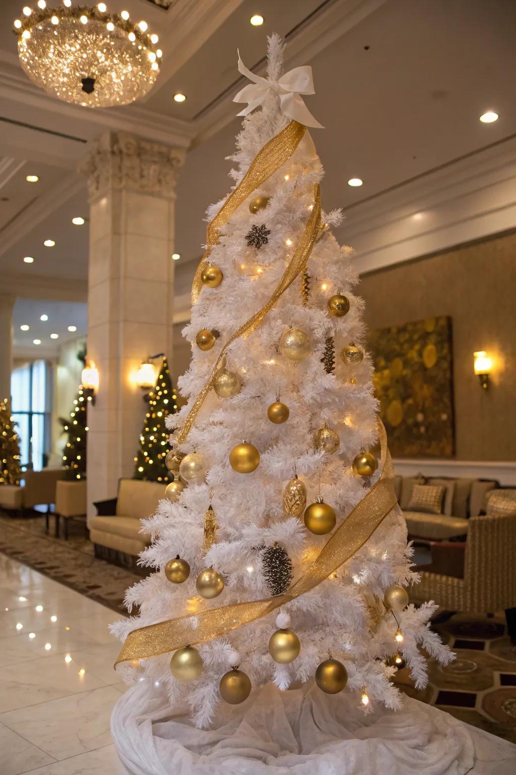 A gilded opulence-themed white pencil tree with metallic highlights.