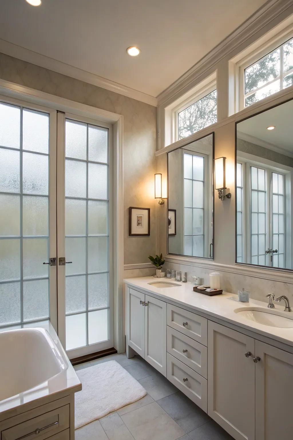 Frosted glass combines privacy with light.