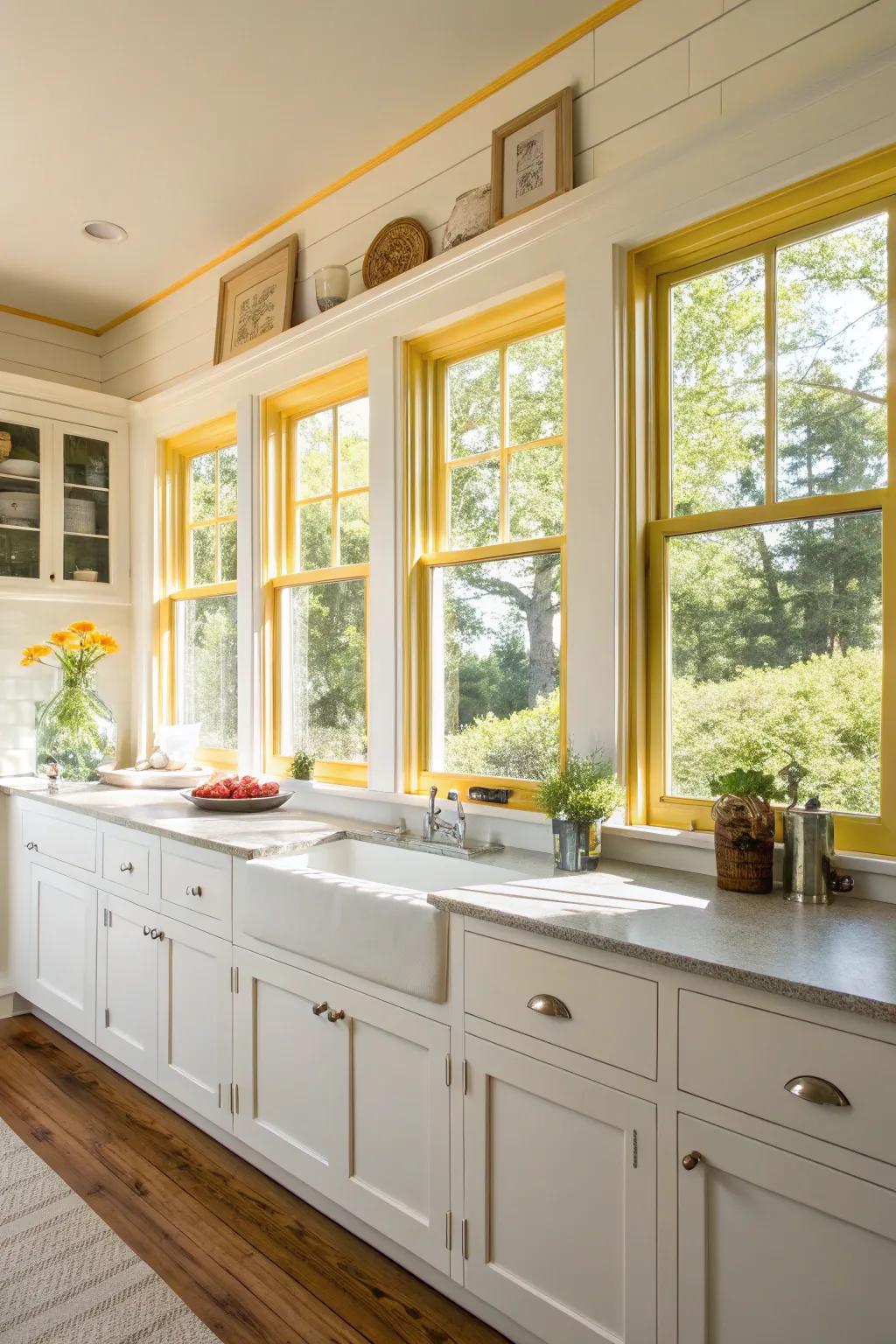 Golden trim fills a kitchen with warmth and cheer.