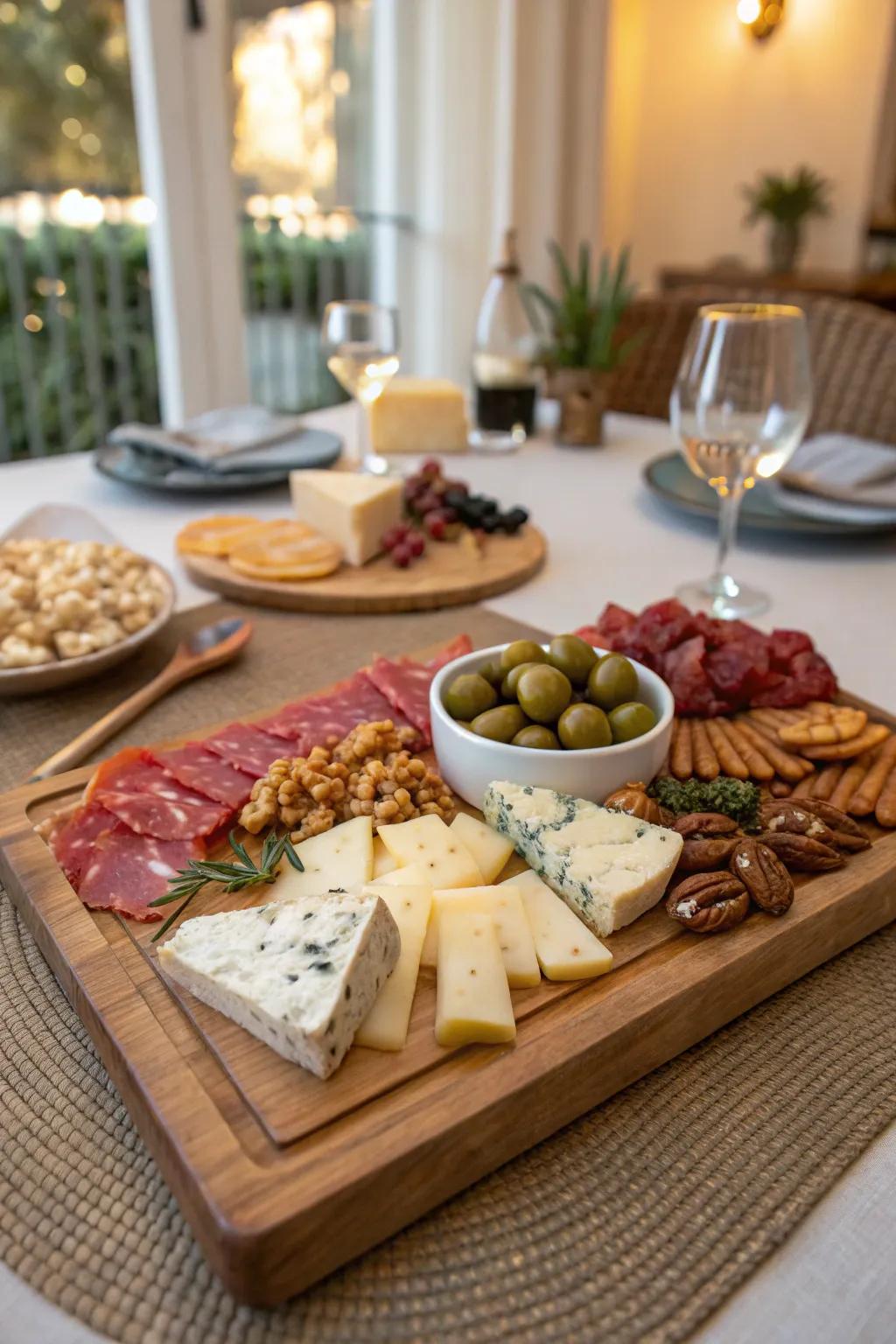 A thoughtfully arranged cheese selection complements any wine get-together.