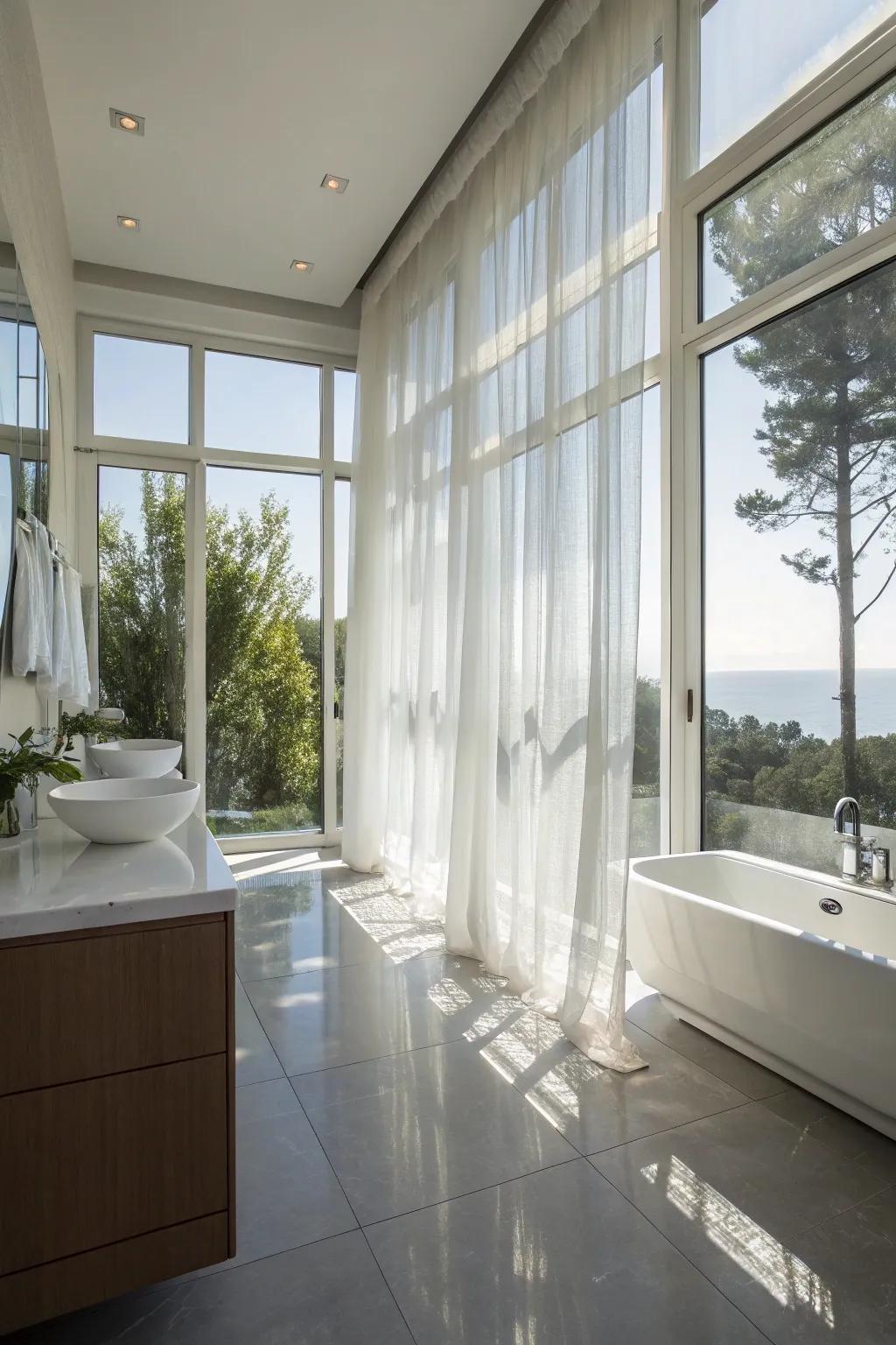 Making the most of natural light with sheer curtains and surfaces that bounce light.