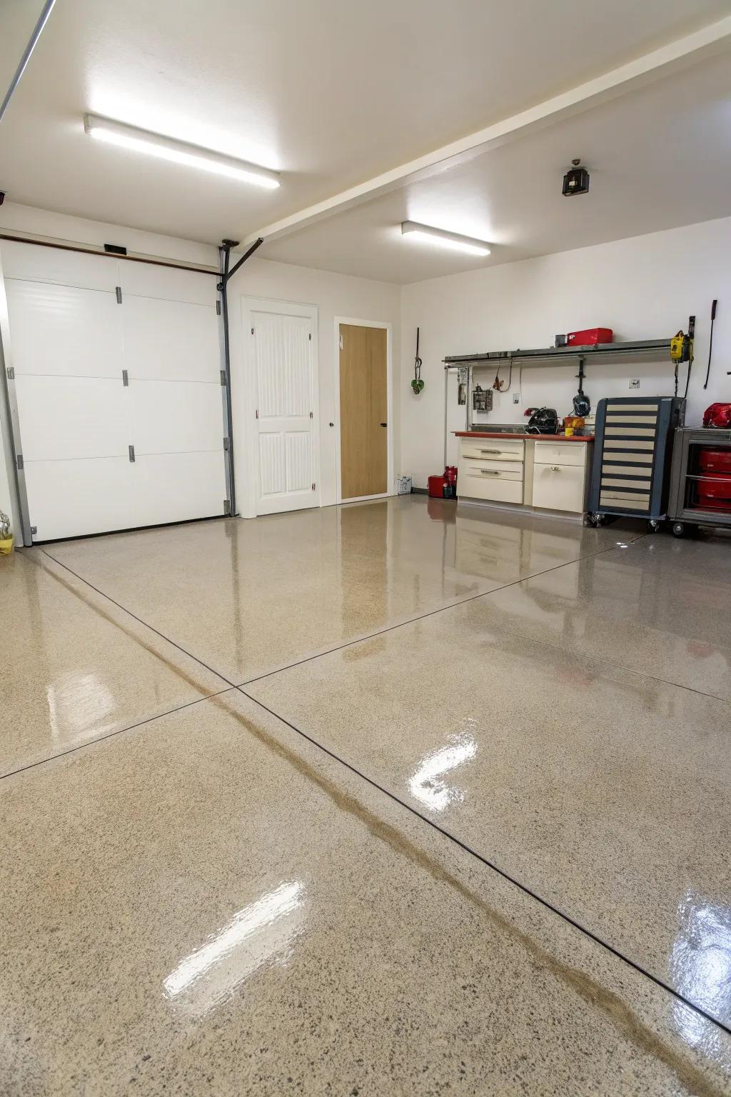 A polished floor increases the attractiveness and utility of your garage.