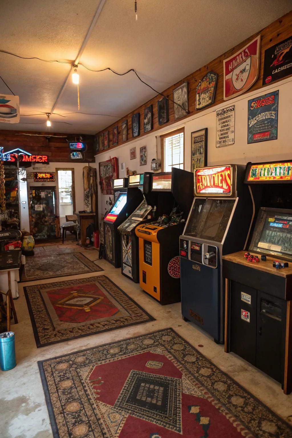 Journey back in time by means of a garage entertainment center that reveres timeless play.