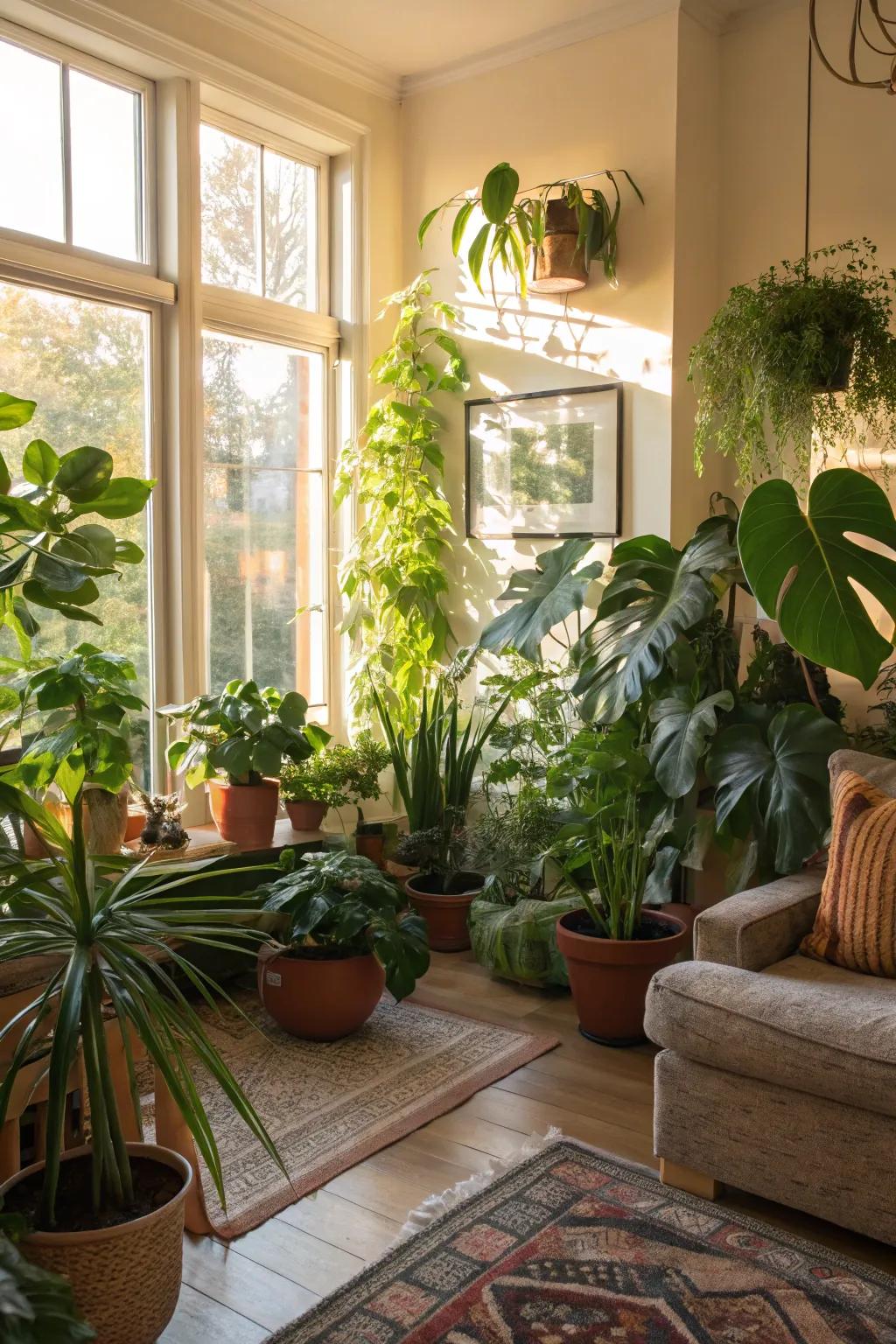 Interior verdure conveys a revitalizing and vibrant nuance.