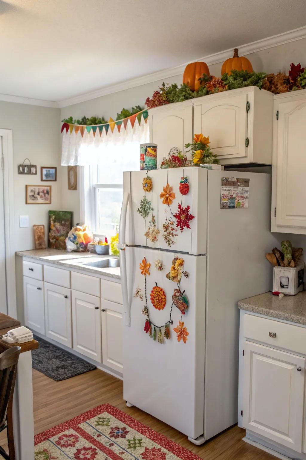 Themed ornaments bestow a celebratory essence to your kitchen.