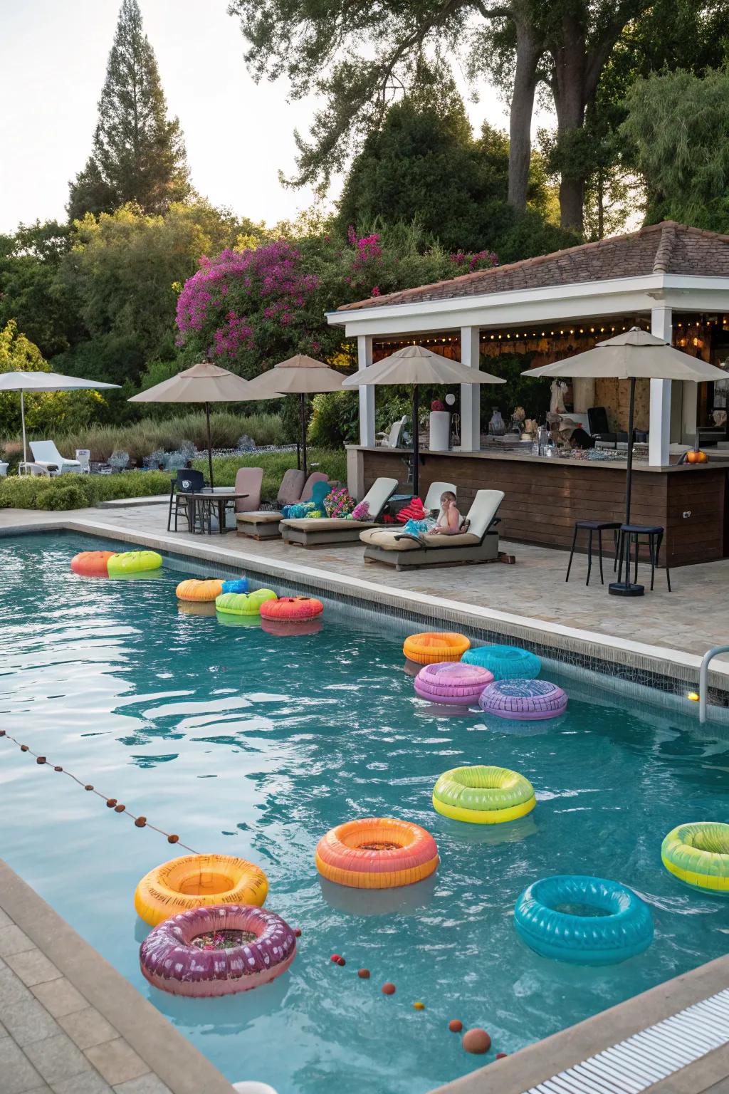 Playful floating drinkware adds an element of fun to your pool bar experience.