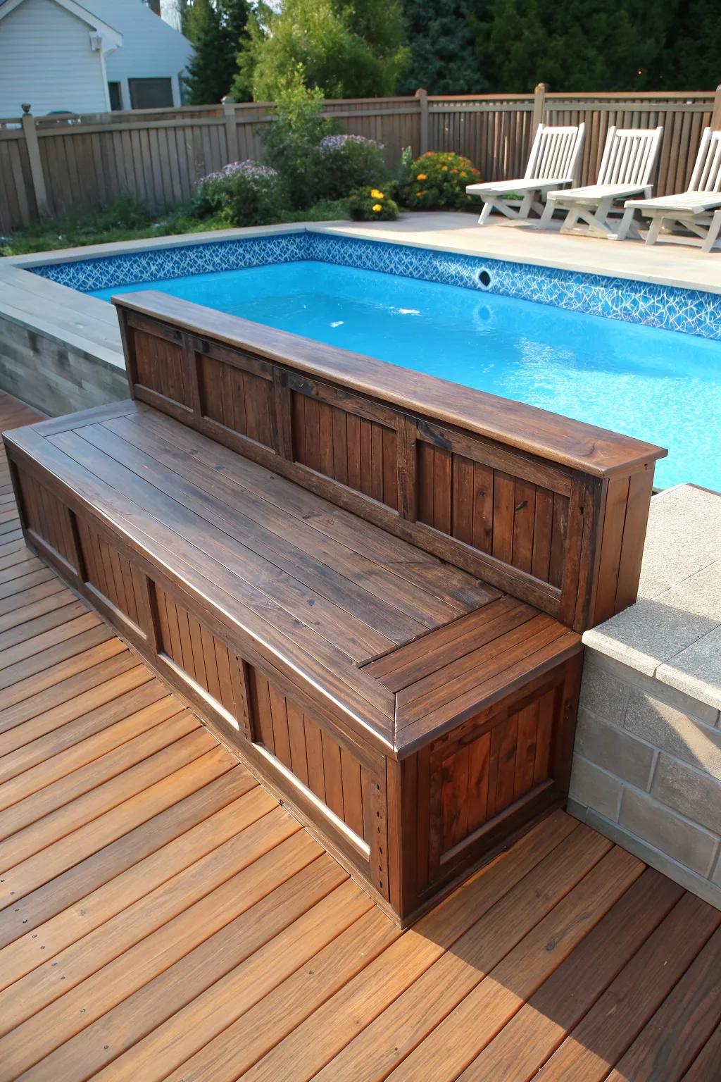 Enhance your poolside with stylish built-in seating&mdash;where skillful construction meets functionality.