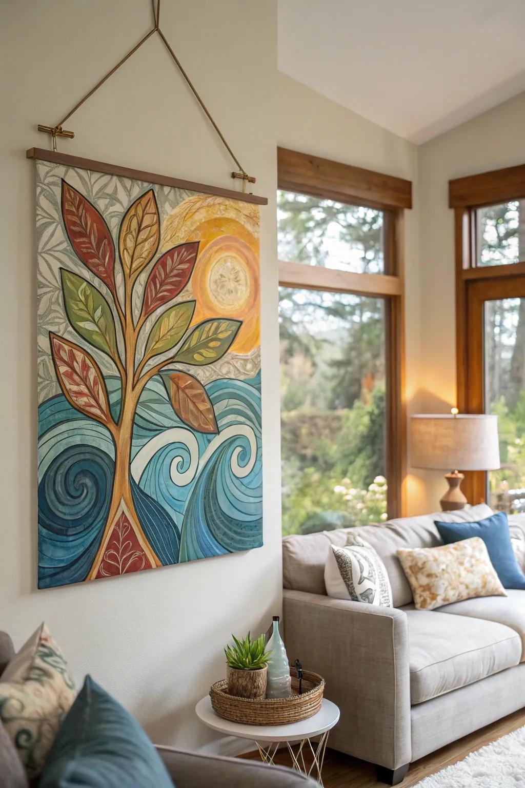 Inside, nature-inspired artwork fosters tranquility.
