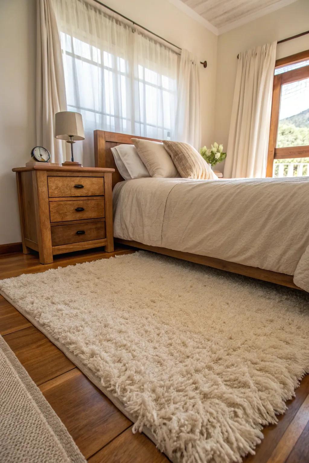 Soft rugs evoke warmth and texture.