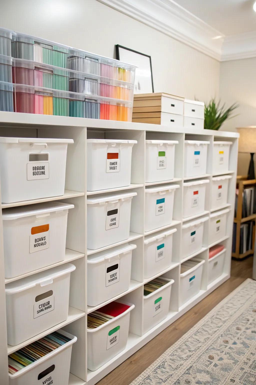 Stackable storage bins for flexible vinyl storage solutions.