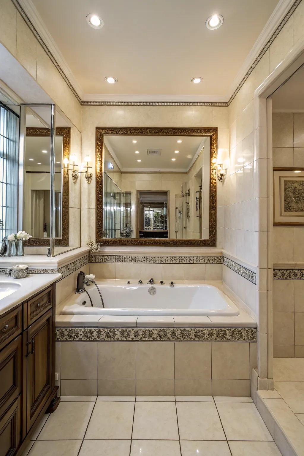 Expand your area visually with a reflective wall.