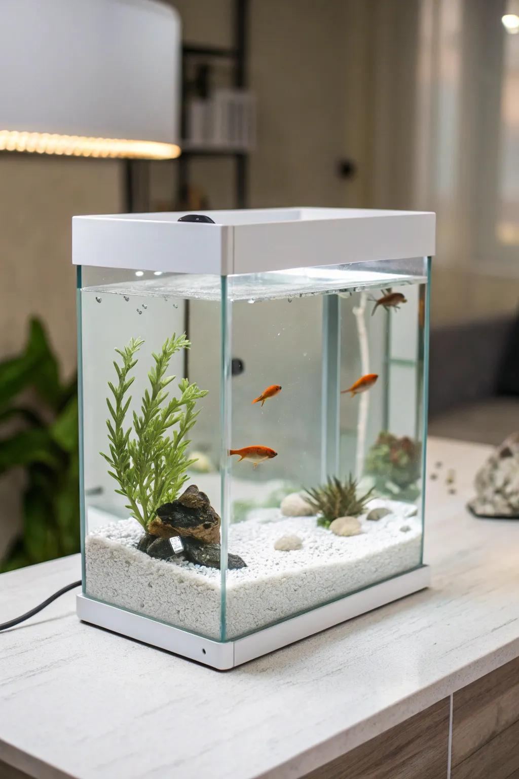 An understated blueprint delivers a sleek, contemporary charm.