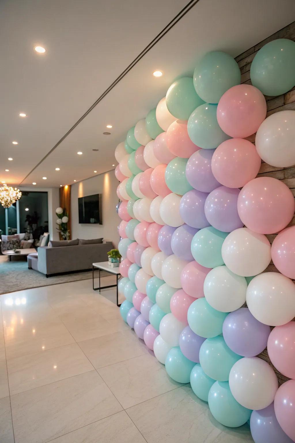 A balloon feature wall delivers a striking visual effect.