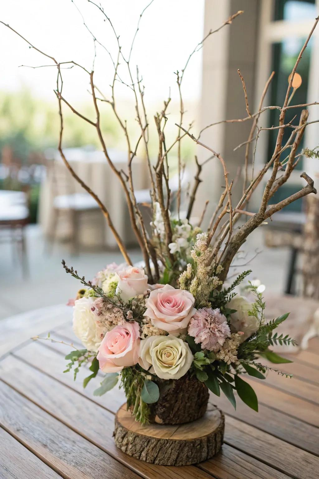 An earth-inspired centerpiece showcasing a nest-shaped design
