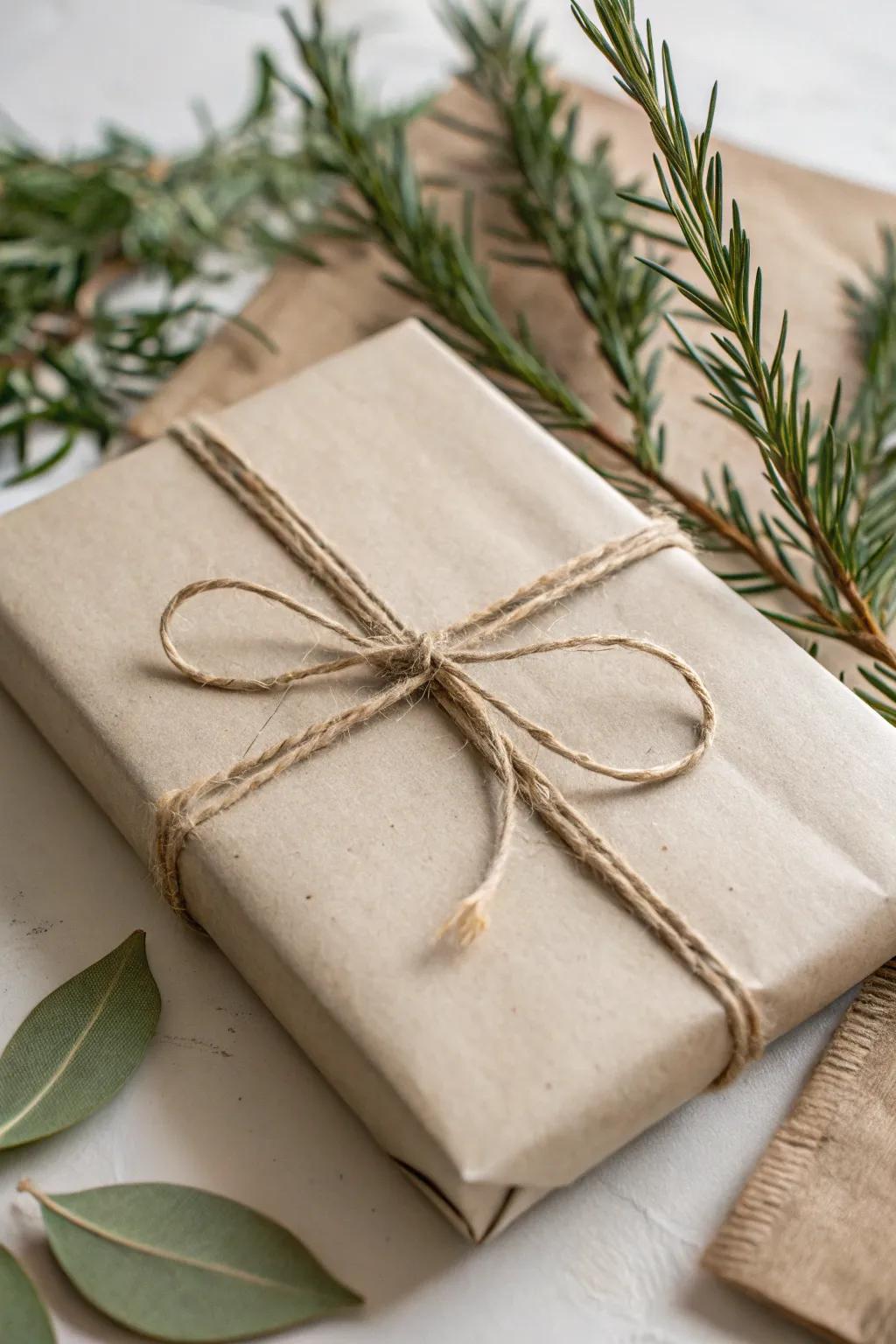 An eco-friendly wrapped gift, combining sustainability with style.