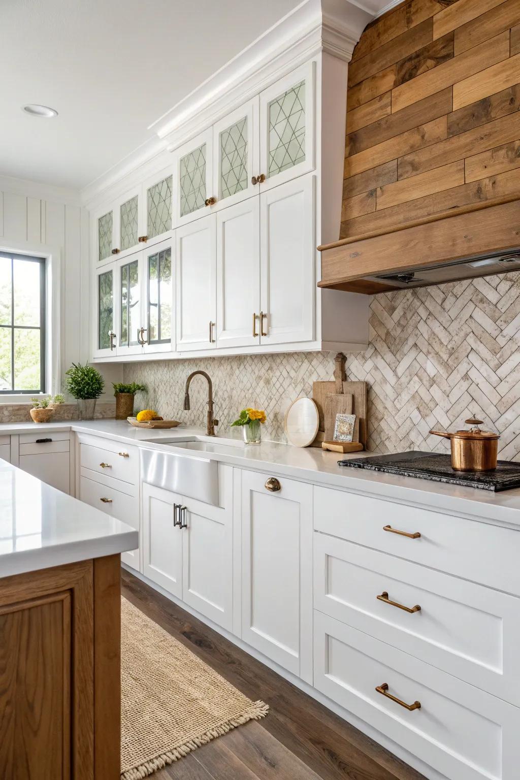 Comforting wood accents introduce natural charm.