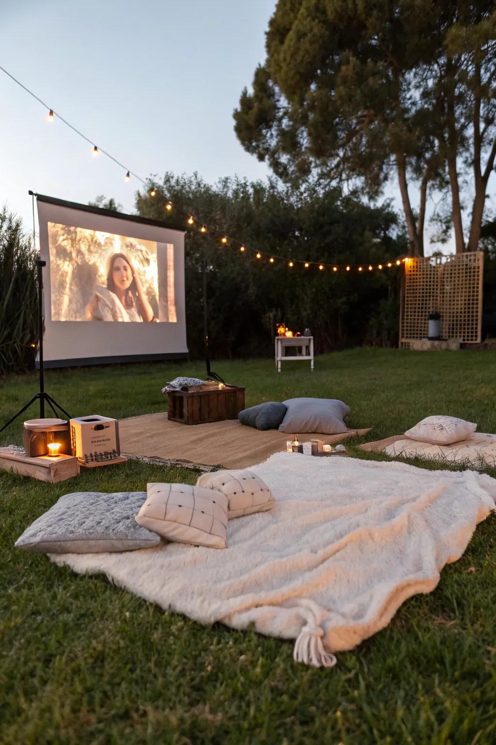 A backyard movie showing inspires starry movie evenings.