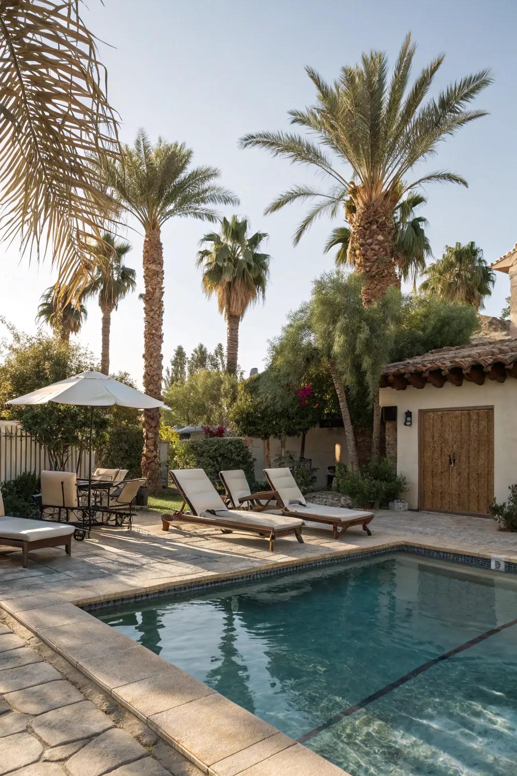 Sun chairs near the pool deliver an ideal location for relaxation.