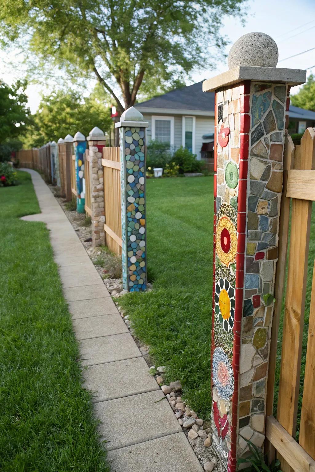 Transform your pillars into artworks with stunning tile fragment designs.