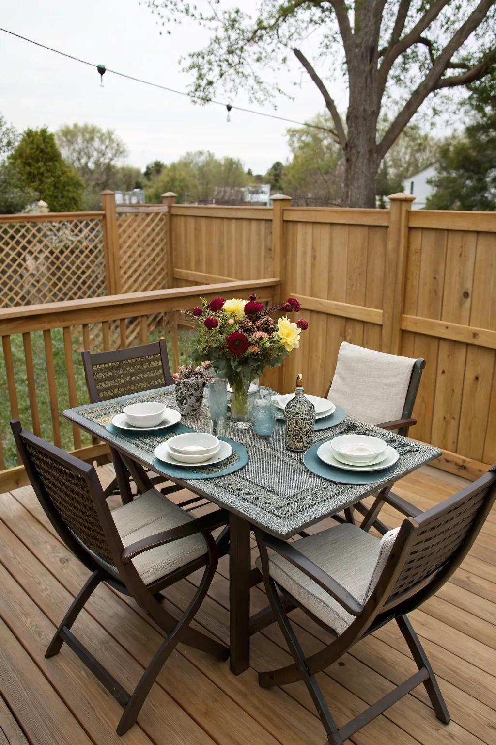 Establish a dining space for pleasurable outdoor repasts.