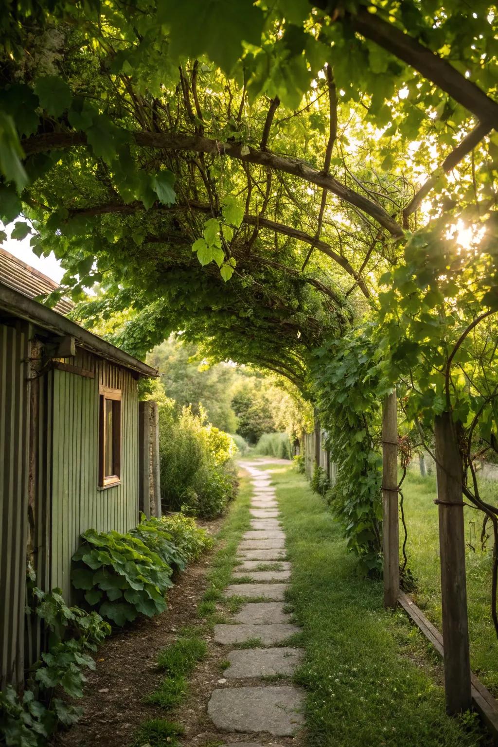 Step into a captivating grapevine passage.