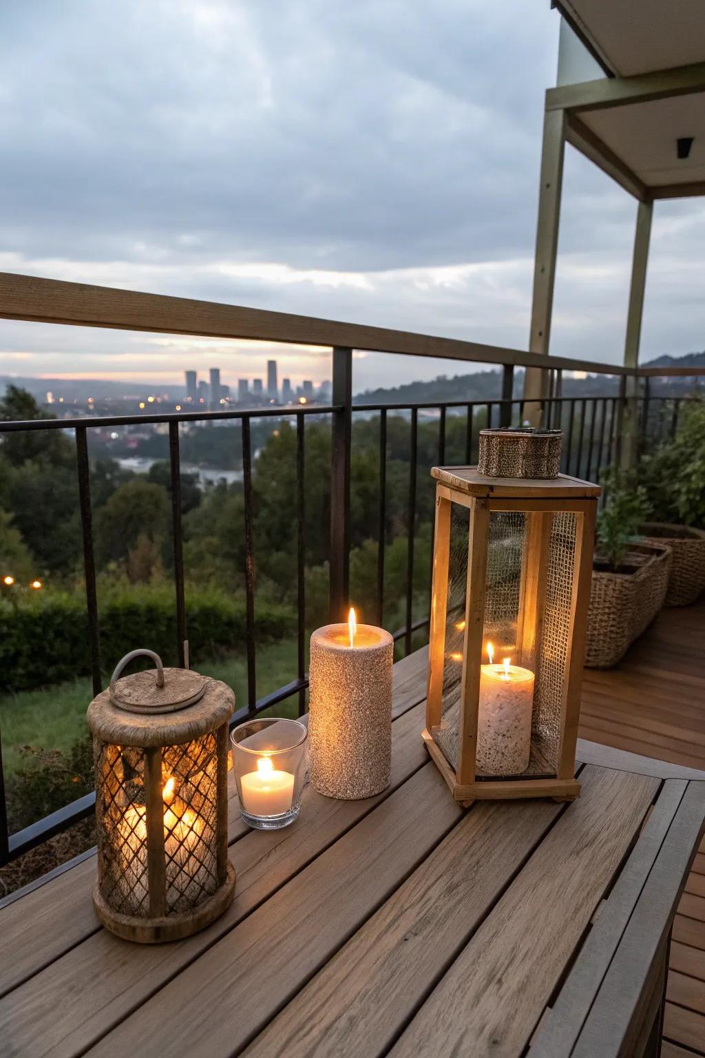 Flame holders provide a personal and comforting lighting selection for balconies.